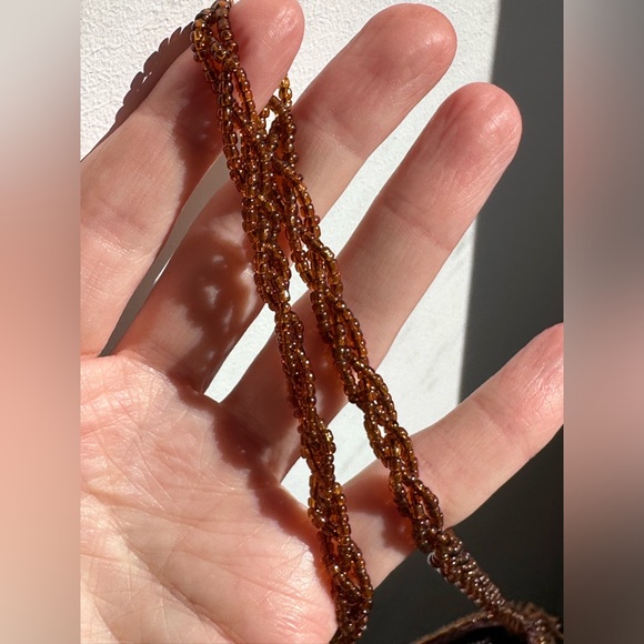 VINTAGE Beaded Tassle Purse with braided beaded strap - Picture 5 of 8